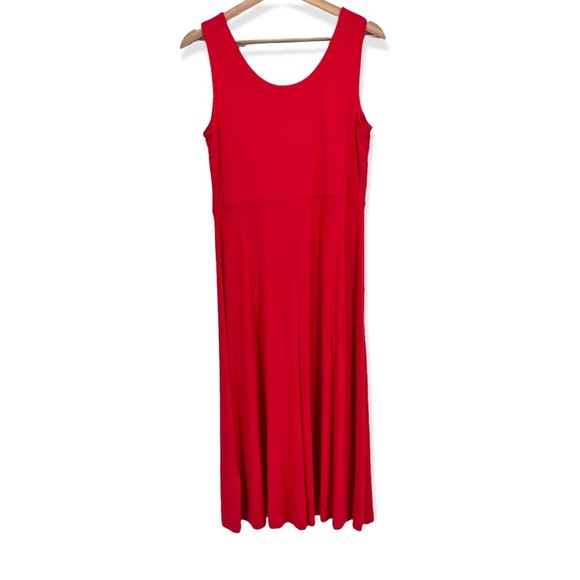 NWT Cynthia Rowley Red Rayon Stretch Jersey Swing Midi Dress - Picture 2 of 7